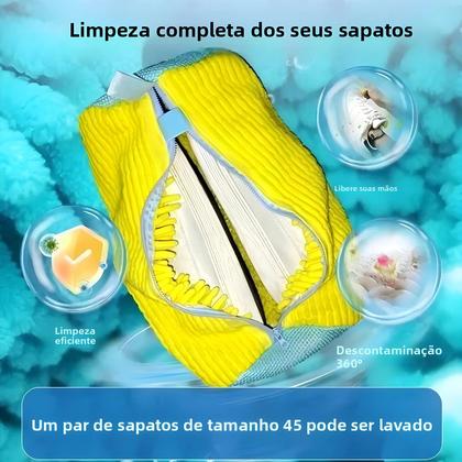 Imagem de Saco De Lavagem Para Tênis E Calçados Casuais Com Zíper, Repleto De Pelúcia Para Máquina De Lavar
