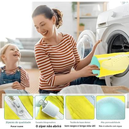 Imagem de Saco De Lavagem Para Tênis E Calçados Casuais Com Zíper, Repleto De Pelúcia Para Máquina De Lavar