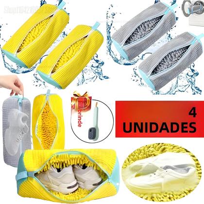 Imagem de Saco De Lavagem Para Tênis E Calçados Casuais Com Zíper, Repleto De Pelúcia Para Máquina De Lavar