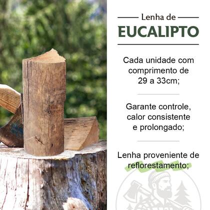 Imagem de Saco de Lenha Eucalipto 8kg para Churrasqueira Forno Lareira e Defumação de Alimentos Premium