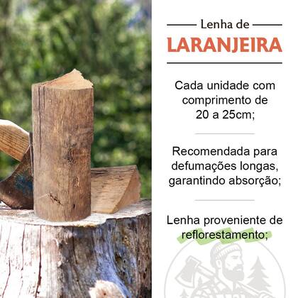 Imagem de Saco de Lenha Laranjeira 4kg para Churrasqueira Defumação Forno Lareira e Costela Premium