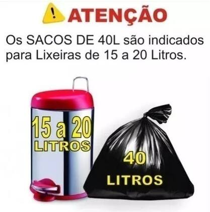 Imagem de Saco De Lixo 40 Litros Preto 100Un Resistente