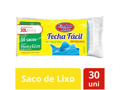 Saco de Lixo Azul 30L Reforçado Embalixo - Fecha Fácil 30 Unidades Imagem de Saco de Lixo Azul 30L Reforçado Embalixo