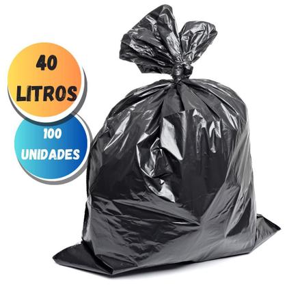 Imagem de Saco de Lixo Preto 40 Litros - Pacote com 100 unidades