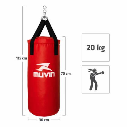 Imagem de Saco de Pancada Vazio Muvin  Tamanho 70cm x 30cm  Com Mosquetão e Girador  Lutas Treino Boxe