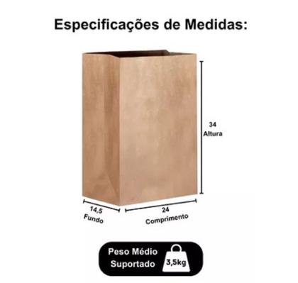 Imagem de Saco De Papel Liso Kraft Delivery M 34x24x14,5 Cm