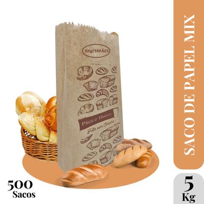 Imagem de Saco de Papel Mix 40g 5Kg 42x18x8cm Pacote 500 Unidades Fundo Reto Sustentável Econômico