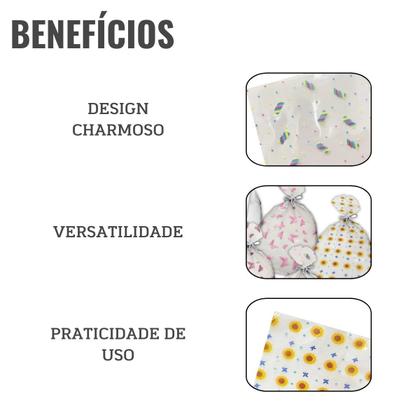 Imagem de Saco de Poli Transparente Estampado 11x22cm - 50 Unidades