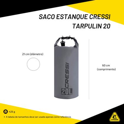 Imagem de Saco Estanque Impermeável Cressi Dry Bag Tarpulin 20 Cinza