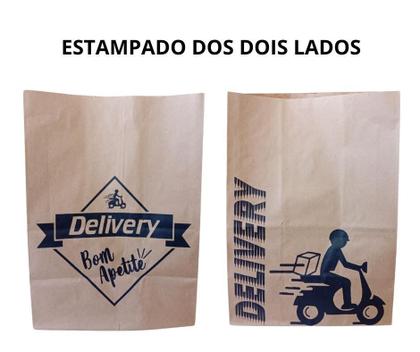 Imagem de Saco Kraft Para Delivery Sos P (20X12X26Cm) Com 50 Un.