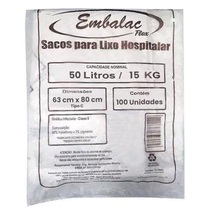 Imagem de Saco lixo hospitalar infectante 50l c/100 branco embalac