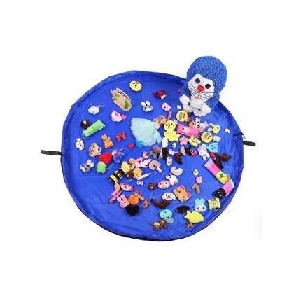 Imagem de Saco organizador de brinquedos infantil portatil vira bolsa tapete azul ideal para lego mini pecas criancas e uso diario