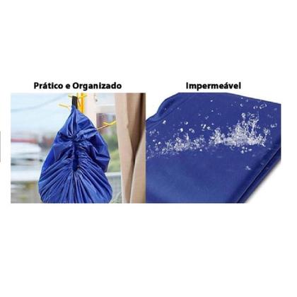 Imagem de Saco organizador de brinquedos infantil portatil vira bolsa tapete azul ideal para lego mini pecas criancas e uso diario