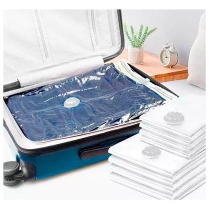 Imagem de Saco Organizador Vácuo P/ Viagem Roupa Coberta Mala 70x100cm