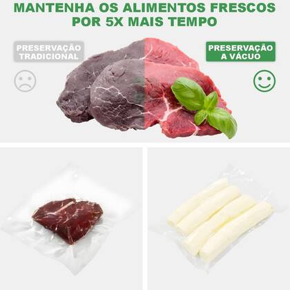 Imagem de Saco P/ Embalar À Vácuo 40x40 15 Micras C/ 100 Un P/ Freezer