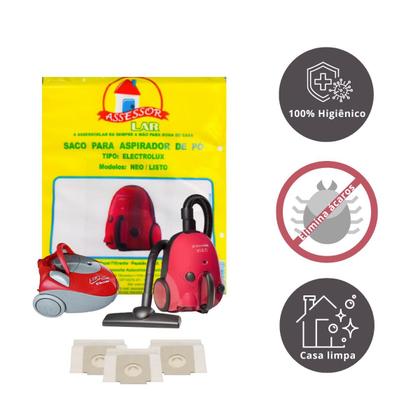 Saco para Aspirador de Pó Descartável Electrolux Neo / Listo / Pet Lover - ASSESSORLAR Aspirador Saco Saco Aspirador Aspiradores Imagem de Saco para Aspirador de Pó Descartável Electrolux Neo / Listo / Pet Lover