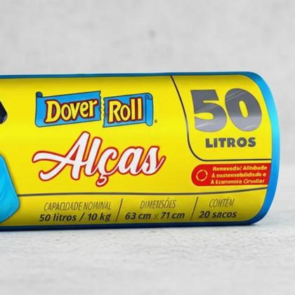 Imagem de Saco Para Lixo Com Alça 50 Litros Super Forte 20 Unidades Resistente Azul Bobina Para Casa Picotado
