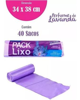 Imagem de Saco Para Lixo Pia E Banheiro Lavanda Pack Lixo 40 Unidades