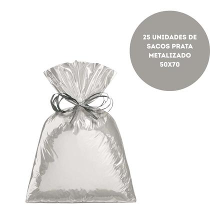Imagem de SACO PARA PRESENTE METALIZADO 50x70 PARA EMBALAGEM COM 25UN