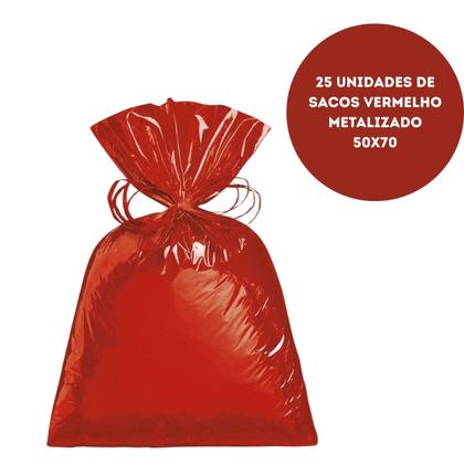 Imagem de SACO PARA PRESENTE METALIZADO 50x70 PARA EMBALAGEM COM 25UN