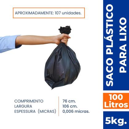 Imagem de Saco plastico p/ lixo (76x106 cm.) p/ 100 litros c/ 5 kg