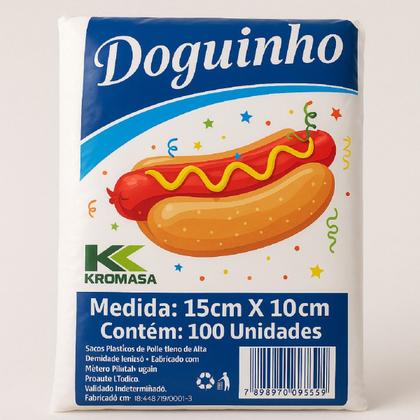 Imagem de Saco Plástico pequeno p/ cachorro quente 15x10cm Combo 100un