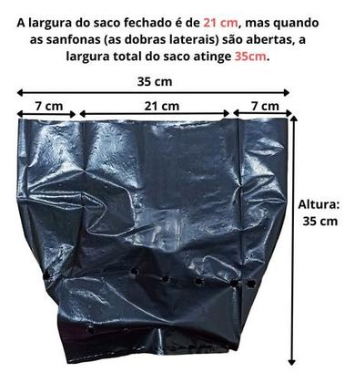 Imagem de Saco Saquinho Para Mudas Plástico Preto 35x35cm 100 Unidades