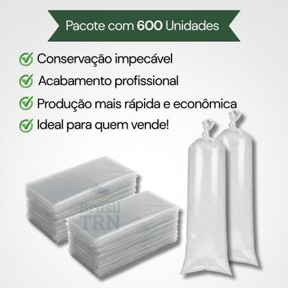 Imagem de Saco Saquinho Transparente PEBD Geladinho 5x24cm Gelinho Sacolé Chup Chup 600 Unid