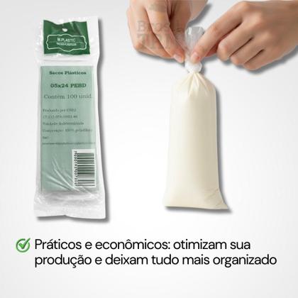 Imagem de Saco Saquinho Transparente PEBD Geladinho 5x24cm Gelinho Sacolé Chup Chup 600 Unid