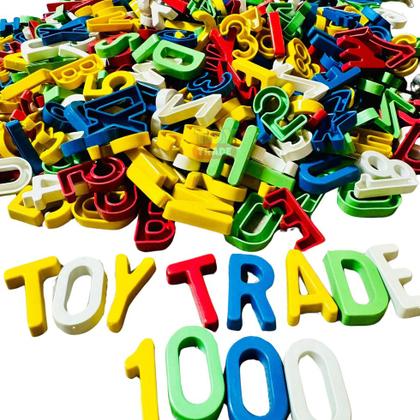 Imagem de Sacola Alfanumérica Toy Trade 1000 Letras e Números Coloridos Alfabeto Móvel Brinquedo Educativo Infantil
