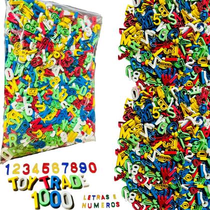 Imagem de Sacola Alfanumérica Toy Trade 1000 Letras e Números Coloridos Alfabeto Móvel Brinquedo Educativo Infantil