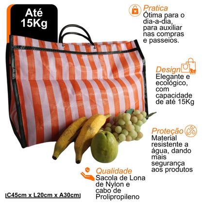 Imagem de Sacola de compras dobrável bolsa feira reforçada portátil