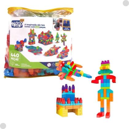 Imagem de Sacola de Construção Blocolândia Click 440 Blocos Peças Grandes Dismat XK110