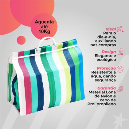 Imagem de Sacola de nylon coloridas com 30cm para feira e praia