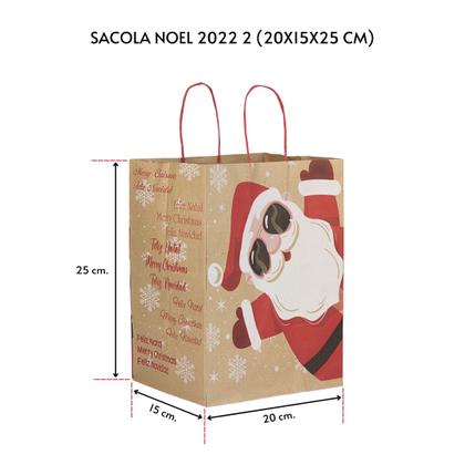 Imagem de Sacola de Papel Kraft Papai Noel com 50 Unidades