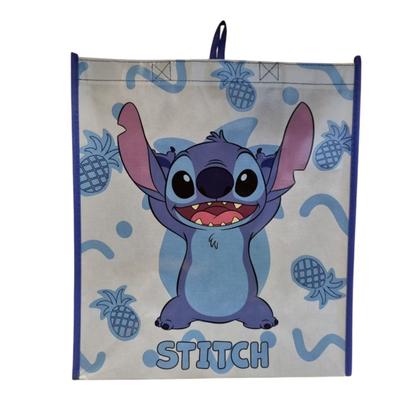 Imagem de Sacola Feira Reciclável Retornável Stitch Ombro Disney Azul