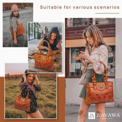 Imagem de Sacola LAVAWA para mulheres, bolsa ocidental grande, estilo vintage