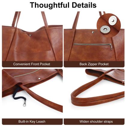 Imagem de Sacola monrich Large para mulheres que trabalham 25 litros de material vegano marrom