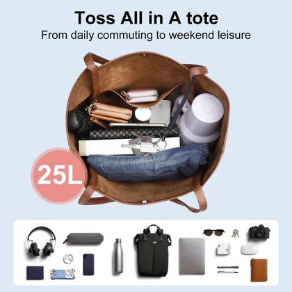 Imagem de Sacola monrich Large para mulheres que trabalham 25 litros de material vegano marrom