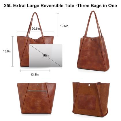 Imagem de Sacola monrich Large para mulheres que trabalham 25 litros de material vegano marrom