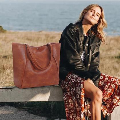 Imagem de Sacola monrich Large para mulheres que trabalham 25 litros de material vegano marrom