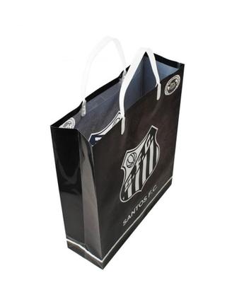 Imagem de Sacola Para Presentes Preta Santos 33x27cm Oficial - Minas de Presentes
