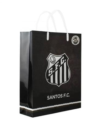 Imagem de Sacola Para Presentes Preta Santos 33x27cm Oficial - Minas de Presentes