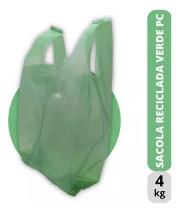 Imagem de Sacola Plástica Reciclada Reforçada Verde + De 1000 Sacolas