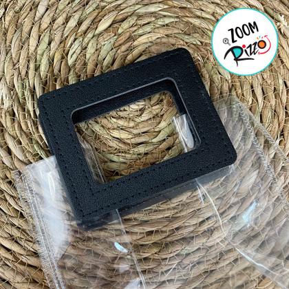 Imagem de Sacola Transparente PVC com Alça Quadrada de Couro Preta - 18x20x10 - 1 unidade - Rizzo