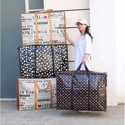 Imagem de Sacolao gigante 60x45cm bolsa multiuso sacola mala viagem transporte sacoleira organizador zip