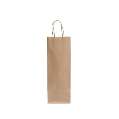 Imagem de Sacolas de Papel Kraft (14x8x39cm). Sacolinhas P/ Garrafas de Vinho Bebidas Espumante C/50 Un.