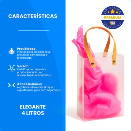 Imagem de Sacolas De Presente Média Papel Transparente 24x19cm Kit 3