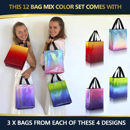Imagem de Sacolas de presente Nush Nush Gradient Medium, conjunto de 12 com alças