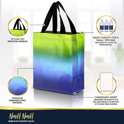 Imagem de Sacolas de presente Nush Nush Gradient Medium, conjunto de 12 com alças
